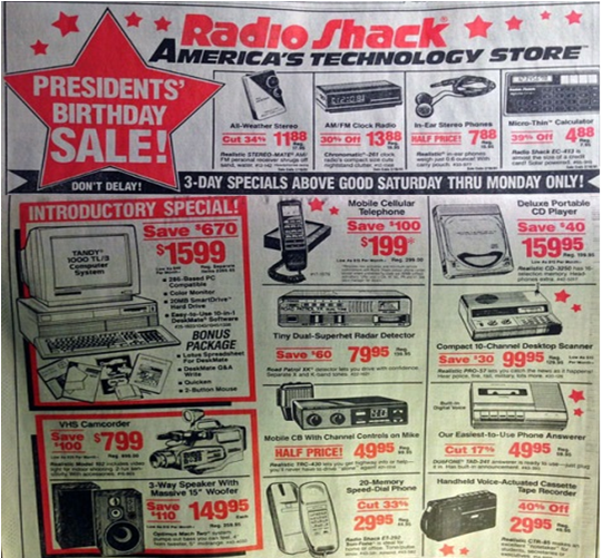 1. Most “Radio Shack” Products Are Now Embedded in a Single Smartphone.... Data available on request.