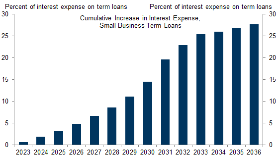 5. We Estimate That Refinancing Maturing Term Loans Will Increase Small Business Interest Expense on These Loans by 25-30% Over the Next Decade. Data available on request.