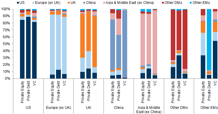 30. Private investors in developed markets tend to target domestic companies. Data available on request.
