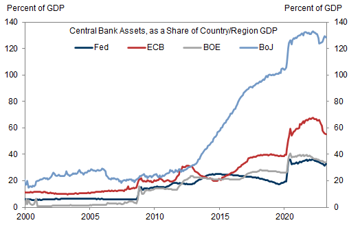 Central bank assets as a share of GDP. Data available on request.